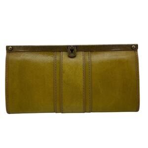 Fossil Women's Yellow Green Leather Full Size Top Clasp Wallet